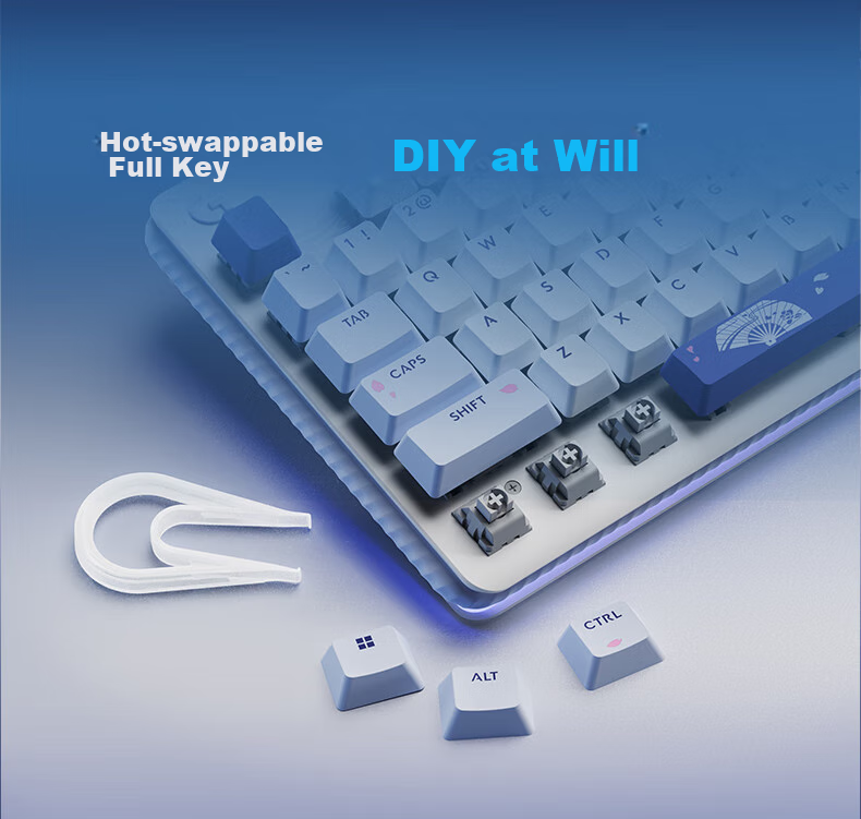 G G517 Tri-Mode Gaming Mechanical Keyboard [Shinri Akihiko Custom Edition], Full Hot-Swappable Keys, Customizable, 87-Key Layout, Gift for Boyfriend 9