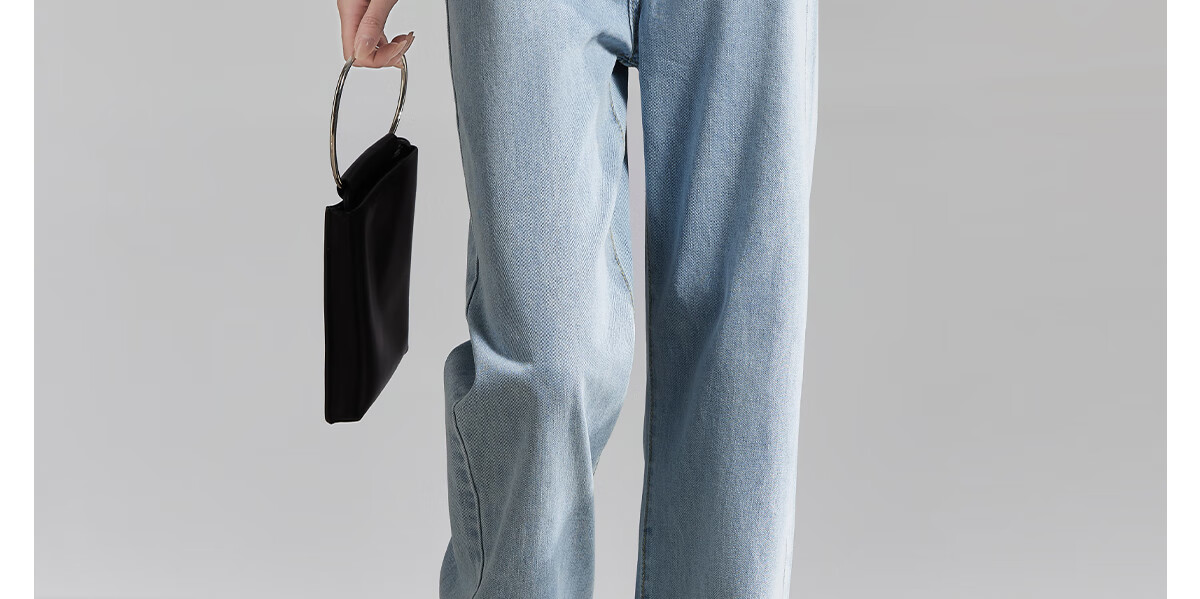 PinCai Women's Solid Color High Waist Loose Casual Wide Leg Jeans Straight Leg Fashion All-Match Trousers P13KN1438 23
