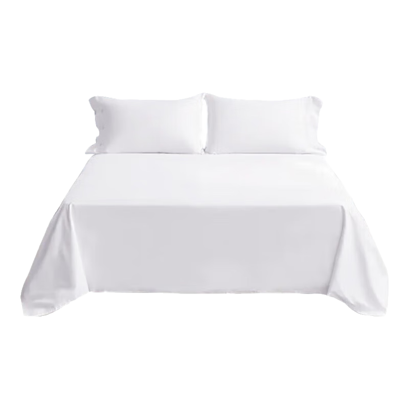 Yuanshenghuo Pure White Bed Sheet Single Piece, 60-Count 100% Pure Cotton, Hotel Single Room, for 1.2-Meter Bed, 180x230cm