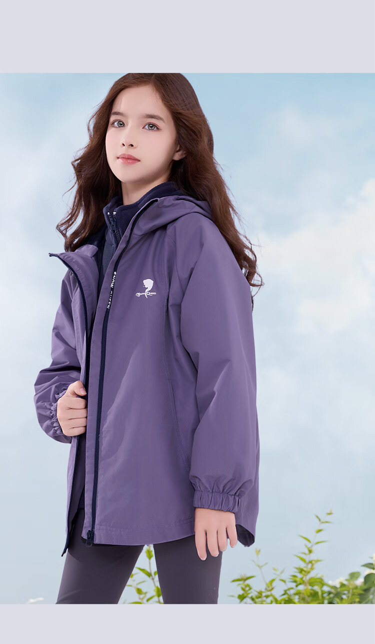 Disney Girls' Windbreaker Jacket, Autumn And Winter Children's Outdoor Windproof Coat, Detachable Three-In for Older Kids, 84050 Navy Blue, Size 130 15