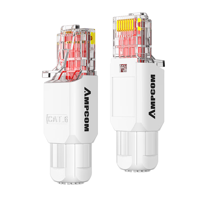 AMPCOM Cat6 RJ45 Ethernet Connector 8P8C Unshielded Gold-Plated Network Cable Plug Gigabit Tool-Free Crystal Head 2pcs AMC602WH