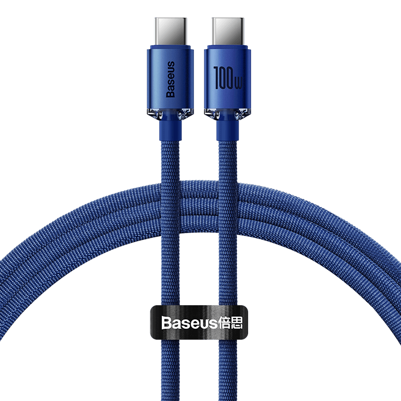 BASEUS Apple 18 Charger Cable, Dual Type-C Data Cable, PD100W, Suitable for IPhone17/16/15, Xiaomi, Huawei, Honor Phones, Mac Computers, IPad, 1.2 Meters, Blue
