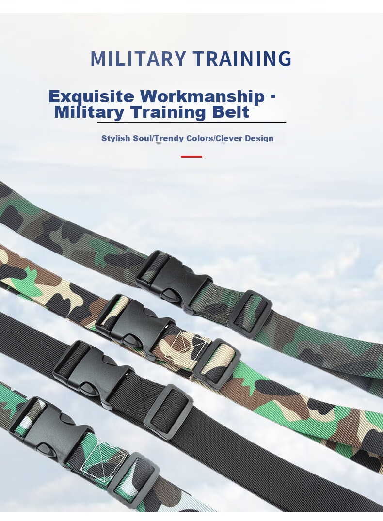 JEVI Military Training Belt for Students, Unisex Children's Camouflage Uniform Canvas Belt for Primary, Middle And High School Students, Youth Waist Belt 15
