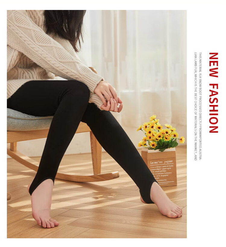 LangSha Thermal Leggings, 100% Golden Silk, Women's Warm Pants for Autumn And Winter, Fleece-Lined High-Waist Extra Thick Anti-Cold Tights for Northeast China 24