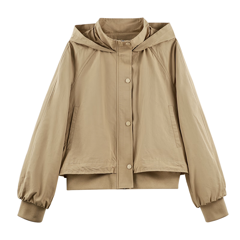 Taxiang Casual Jacket for Women, Spring And Autumn Workwear Style Hooded Faux Two-Piece Short Coat, Petite Cardigan Top Women's T51D022