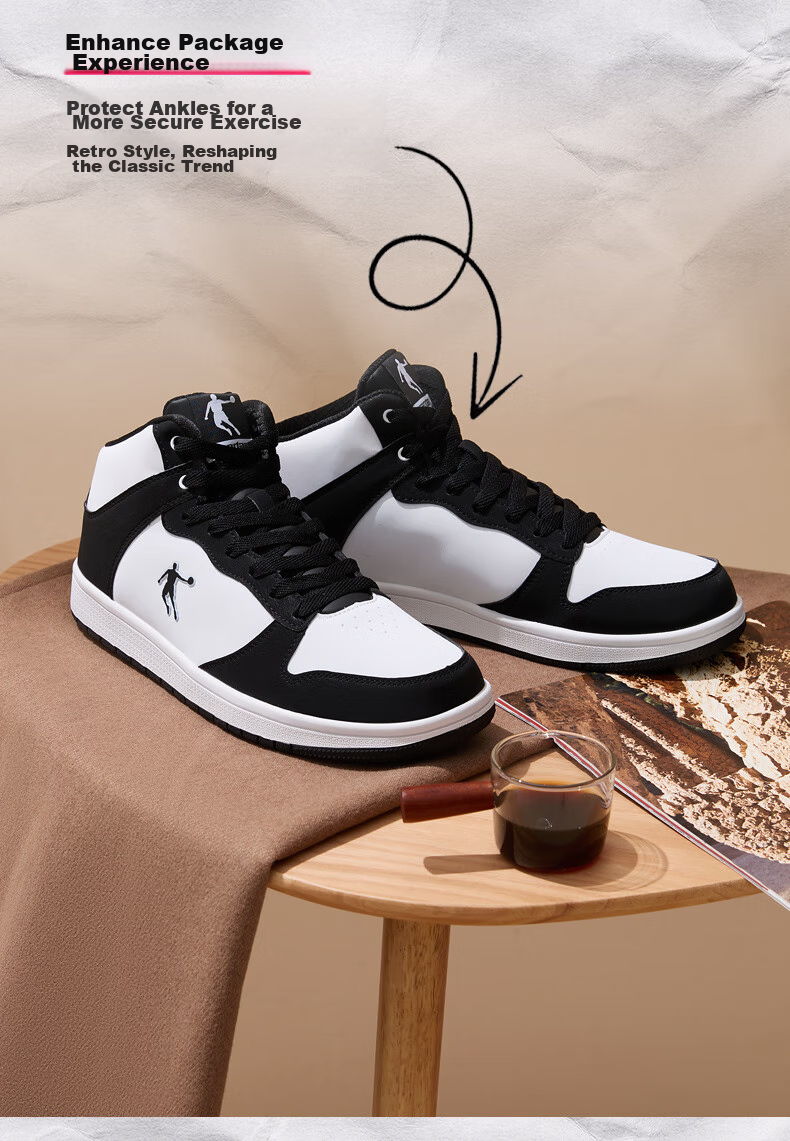 QIAODAN Women's Leather Sneakers, Air Force One Style, Waterproof High-Top Casual Shoes, Sports Shoes 3