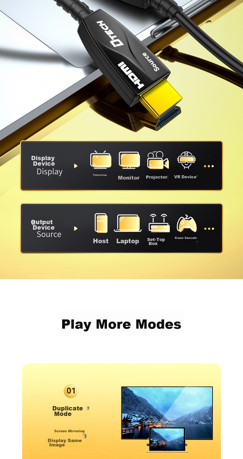 DTECH Fiber Optic HDMI Cable Version 2.0 4K60Hz Construction Renovation Cable for Computer, Office, Set-Top Box to Connect TV, Monitor, Projector Home Use 3D HD Cable 20 Meters DT-HF2020 14