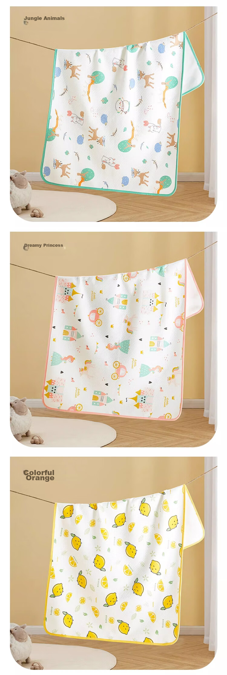 More Rabbit Baby Waterproof Washable Breathable A-Class Large Urine Pad for Boys and Girls Diaper Care Mat 70*100cm 15
