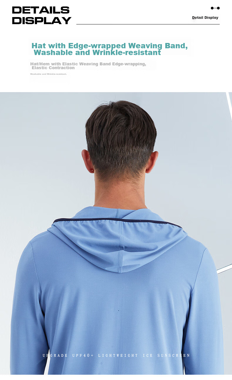 TECTOP Sun Protection Jacket for Men, Lightweight And Breathable Outdoor Skin Coat, Men's Gray-Blue Color, Size 3XL 8