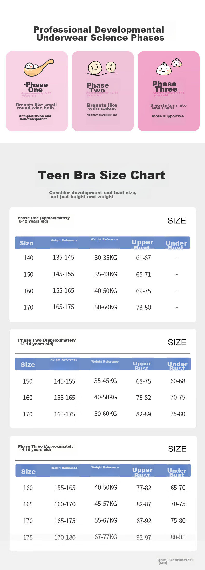 Aimer Junior Girls' Bra, for Older Girls in Puberty, Milk Skin, Antibacterial, Second Stage, Mid-Length Vest AJ115F412, Second Stage 160 6