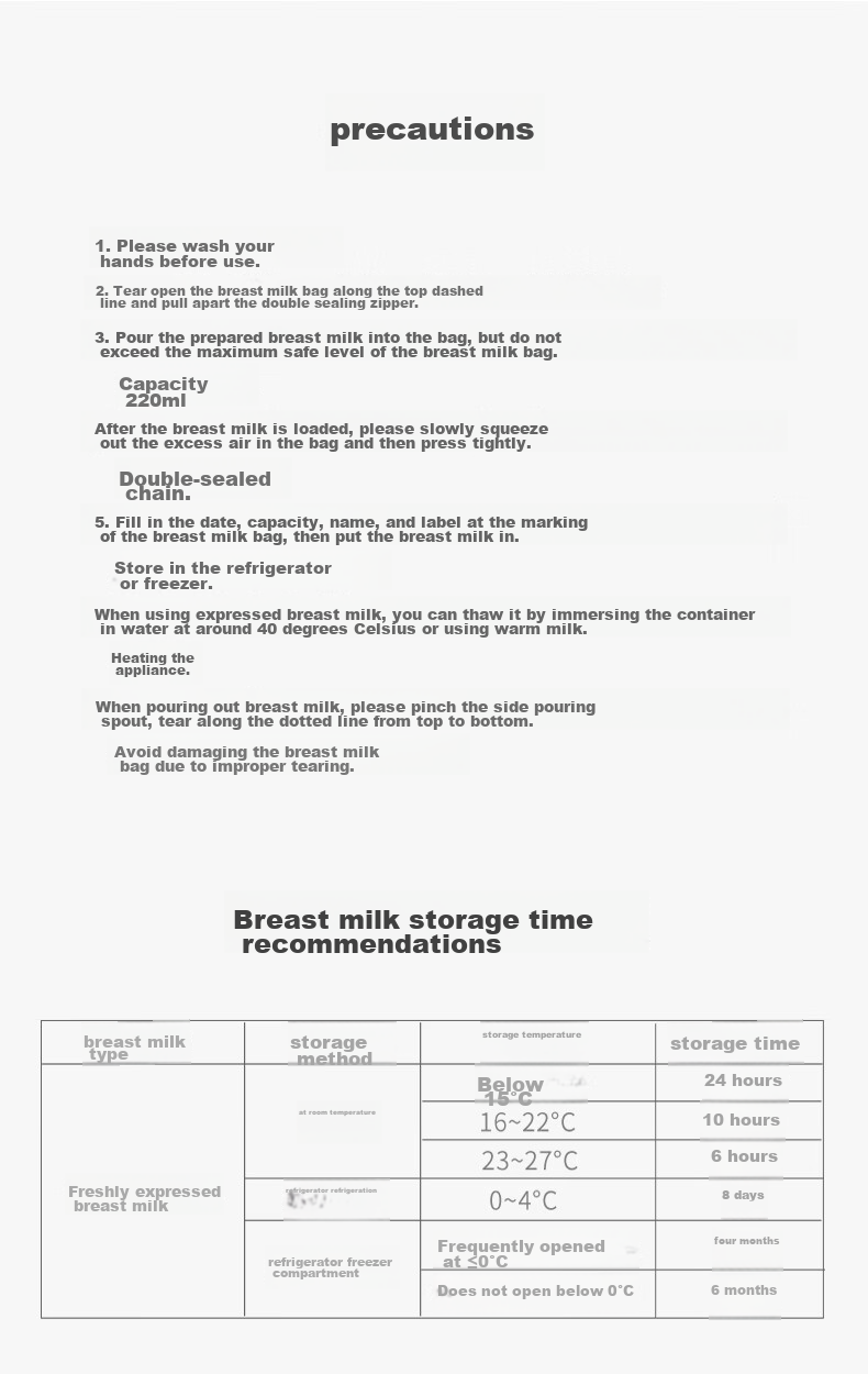 EMXEE Disposable Breast Milk Storage Bags, Nipple-Shaped, for Cold Storage, Leak-Proof, 200ml*120 Pieces 12
