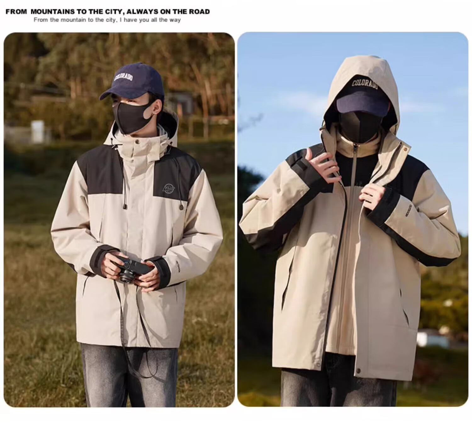 Huili Outdoor Jacket for Men And Women, Three-In Coat with Fleece Inner Layer, Windproof And Warm, Detachable Mountaineering Jacket for Me 24