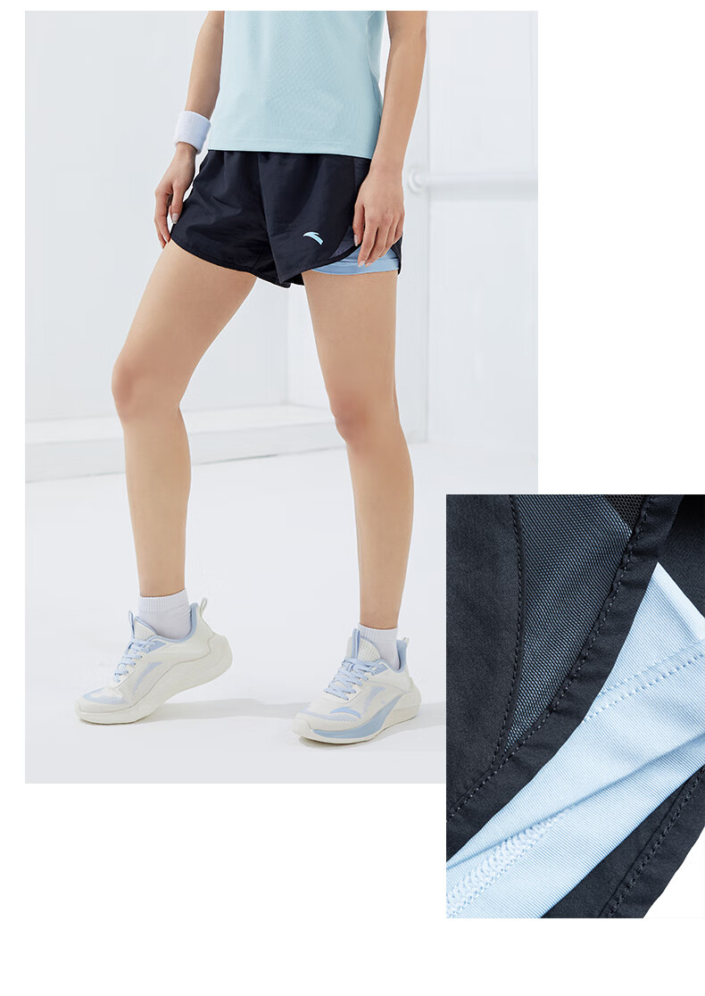 Anta Quick-Dry Sports Set | Women's Summer New Breathable Short Sleeve and Shorts Badminton Two-Piece Set with Anti-Exposure Design 10