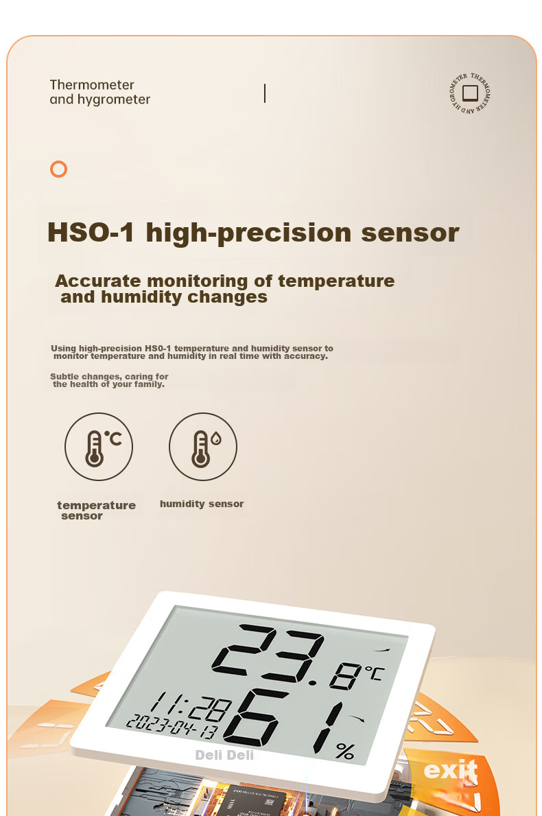 Deli Indoor Temperature And Humidity Meter, LCD Electronic Thermometer And Hygrometer, Gift for Elderly And Children, Birthday Present with Backlight Function, Baby Room Office Supplies, White LE501-WH 7
