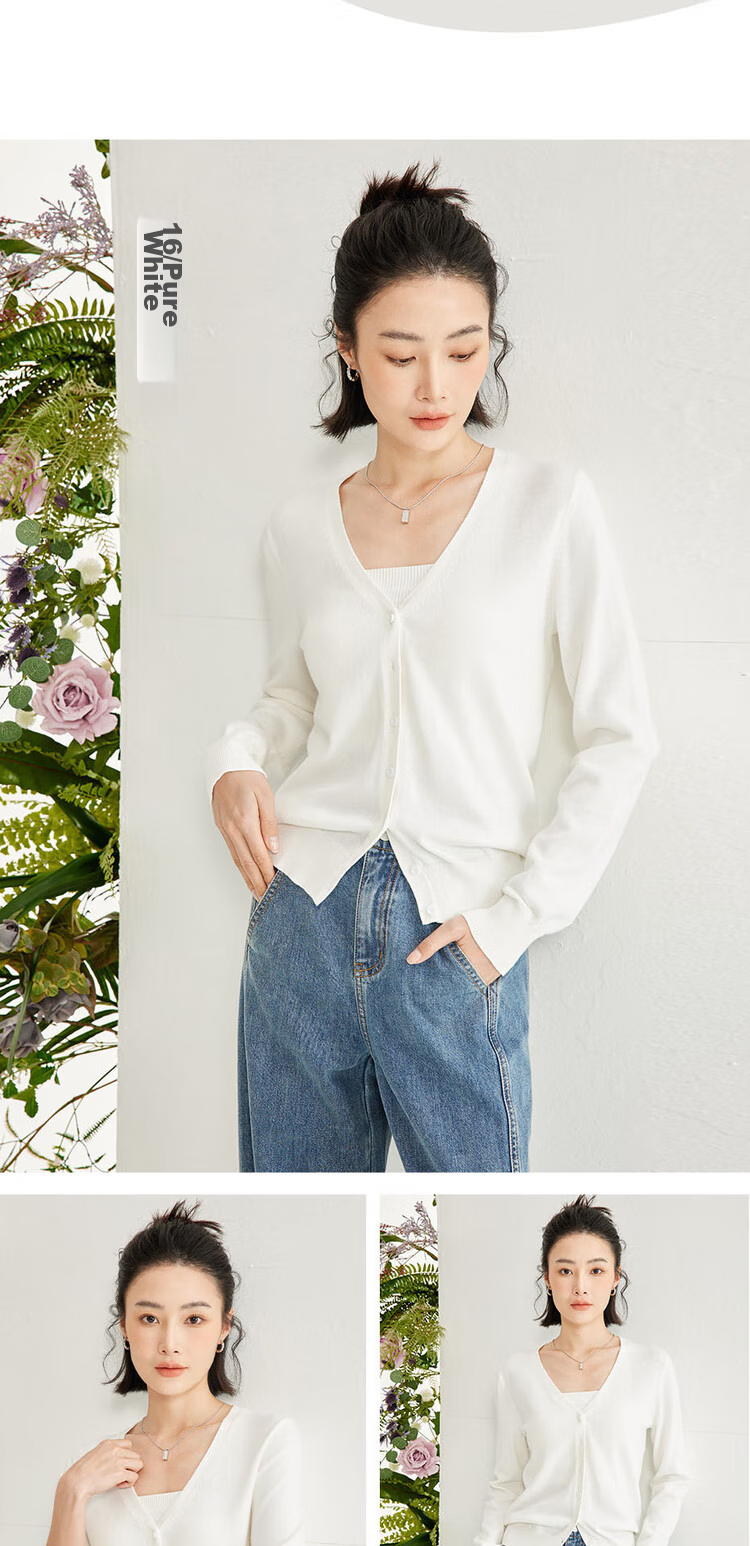 Giordano Knitted Cardigan for Women, Cotton V-Neck Sweater, Women's Outerwear, Solid Color Women's Jacket 05350649 13
