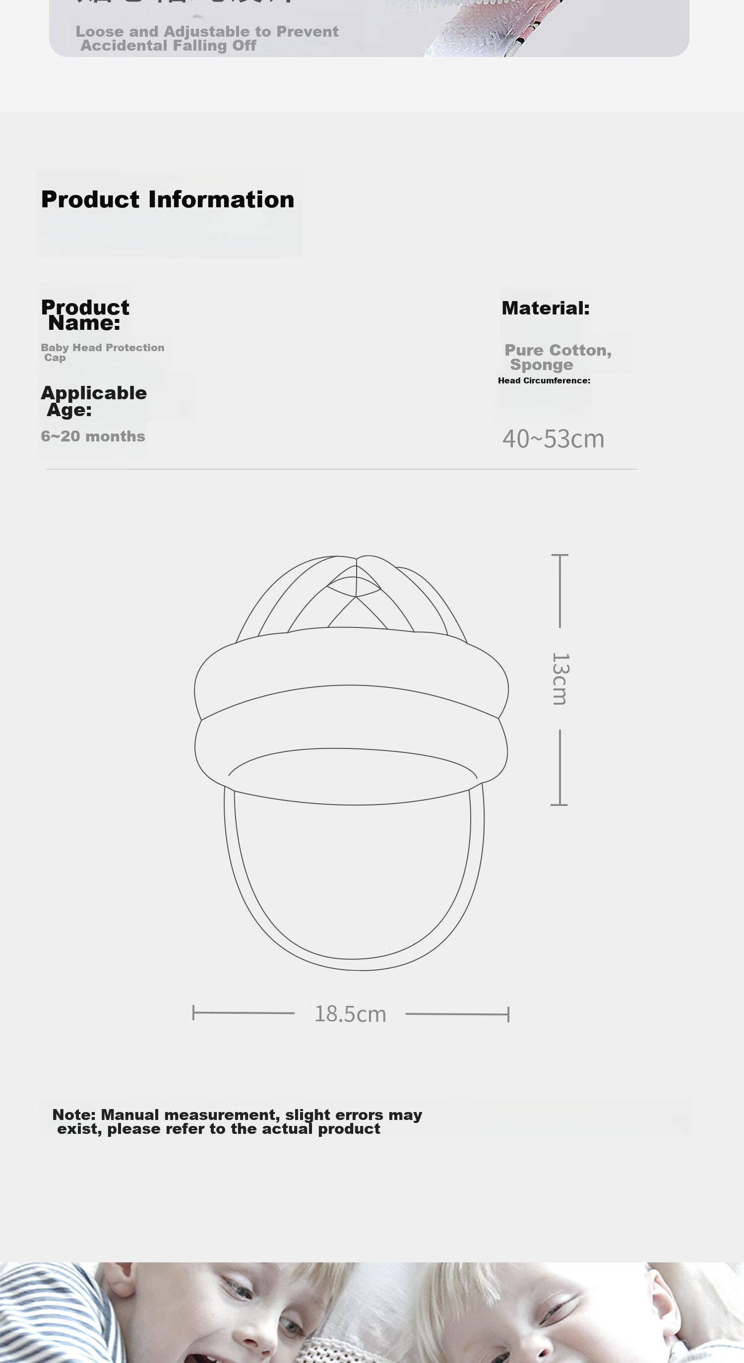 Scoornest Baby Walking Head Protection Cap, Toddler Anti-Fall Hat, Infant Head Guard Pad, Children's Anti-Collision Pillow, Summer Breathable 14