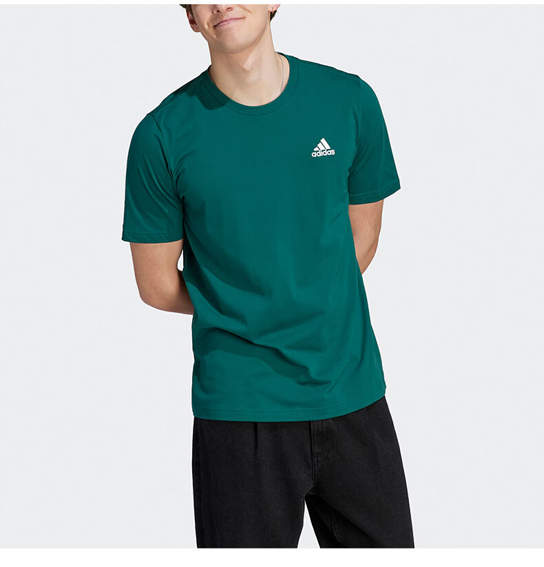 Adidas Men's Pure Cotton Casual Round Neck Short-Sleeve Sports T-Shirt IC9282, Black, A/XL Size 9