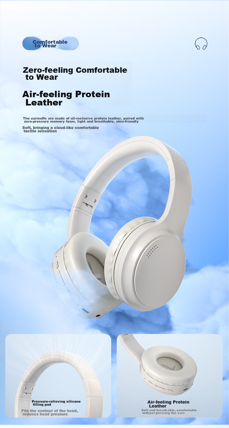 ENKOR EW28 Active Noise-Cancelling Wireless Bluetooth Headphones with Long Battery Life And High Sound Quality for Mobile Phones, Computers, Gaming, Online Classes, Music And Entertainment 7
