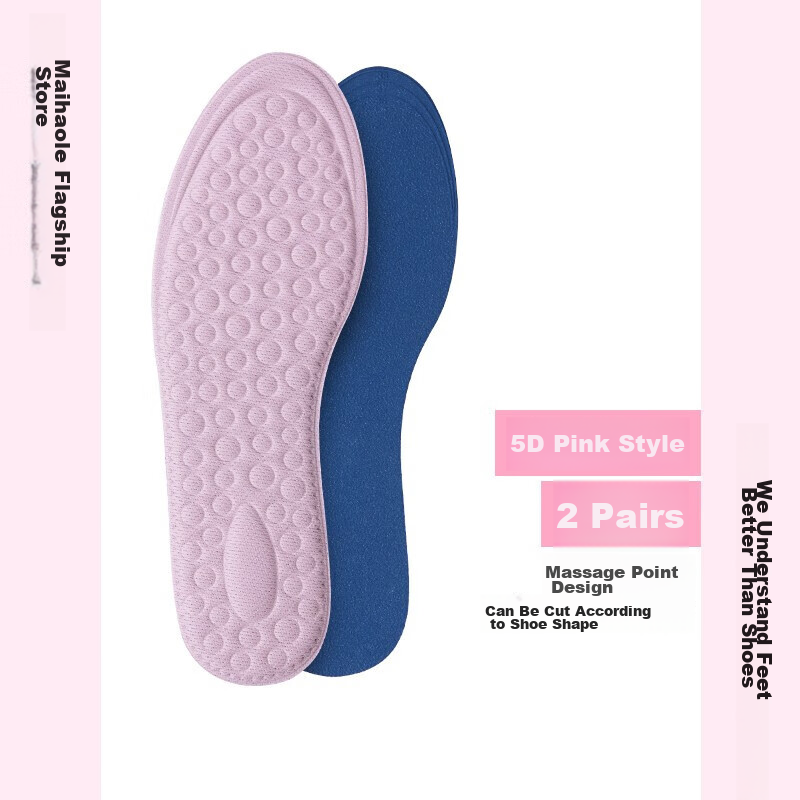 Maigaole 2 Pairs, Women's Insoles, Soft Sole Comfortable Breathable Sweat-Absorbing Thin Sports High Heel Insoles, Pink, Size 35-36