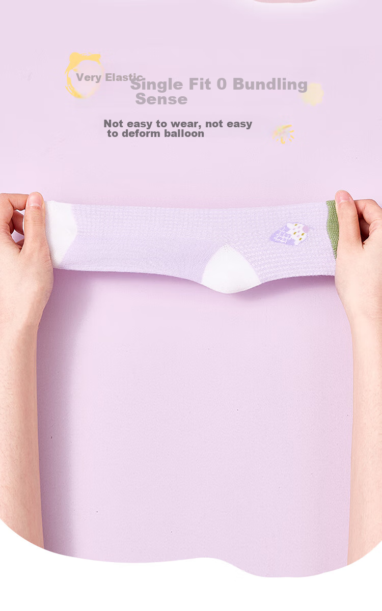 Langsha Children's Socks Girls Summer Thin Mesh Socks Mid-Calf Socks for Older Kids Baby Student Socks 5 Pairs 2XL 5