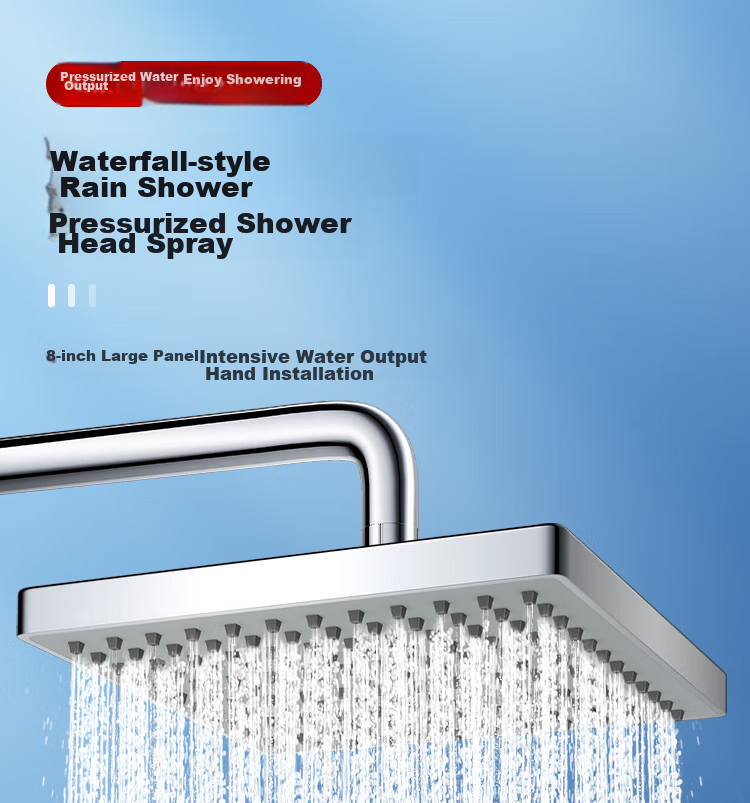 Larsd Ceiling Shower Head, Shower Sprayer, Top Spray, Pressurized Water-Saving Square Large Shower Head AL8076 1