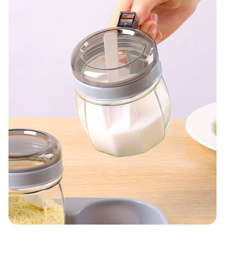 Jidukongjian Seasoning Containers, Oil Bottles, Spice Jars, Salt Shakers, Kitchen Glass Condiment Set, Home Use Oil Bottle Four-Piece Set with Storage Rack 12