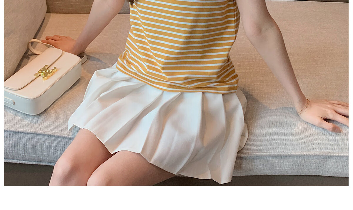 Halo Queen Women's Summer Polo Collar Short Sleeve T-Shirt, Casual Loose Versatile Collared Striped Top H143T1597 30