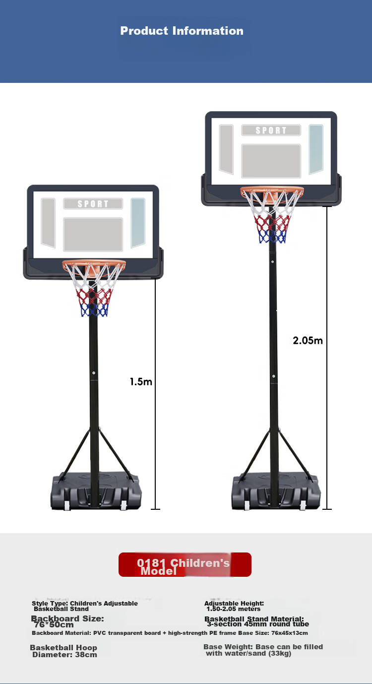 LIVEX Outdoor Portable Adjustable Children's Basketball Hoop for Indoor And Outdoor Use, Home Mobile Basketball Stand 3