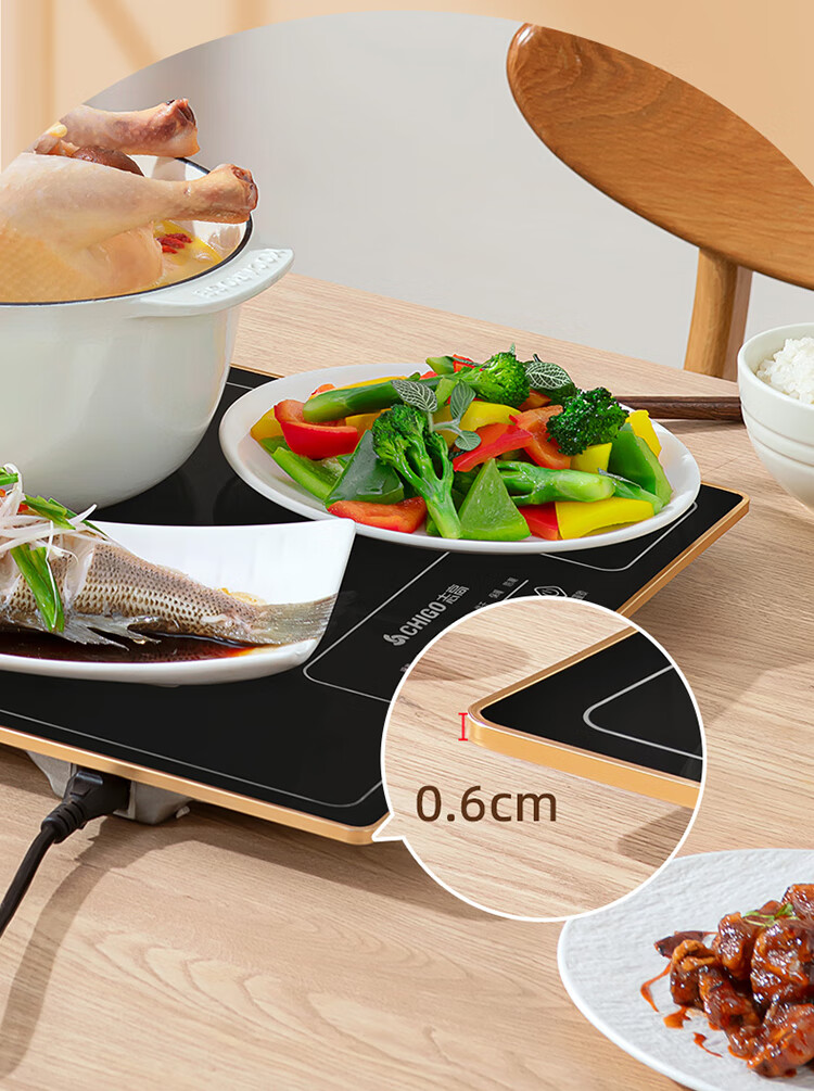 CHIGO Food Warming Plate, Hot Food Plate, Heating Plate, 2025 New Model Heating Table Mat, Rectangular Household Multifunctional Dining Table Hot Food Device, QF02H 15