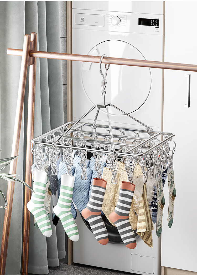 MENGTING Stainless Steel Clothes Hanger Clips, 40 Clips Multi-Clips for Hanging Socks, with Clips, 4.0mm Thickened Anti-Tangling 6