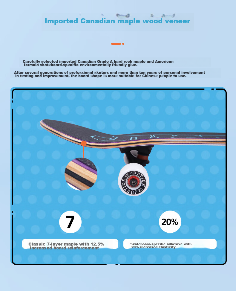 JUSTICE Boiling Point Skateboard for Adults, Professional Board for Teenagers Beginners, Street Cruising Double-Warped Skateboard, Gaoqun Xiang Color Scheme White 5
