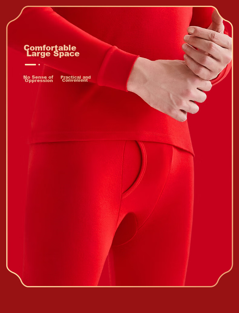 Hengyuanxiang [Winter Best-Sellers] Zodiac Year Autumn Underwear Set for Men And Women, Pure Cotton Wedding Gift Box, Bright Red Lucky Warm Underwear 20