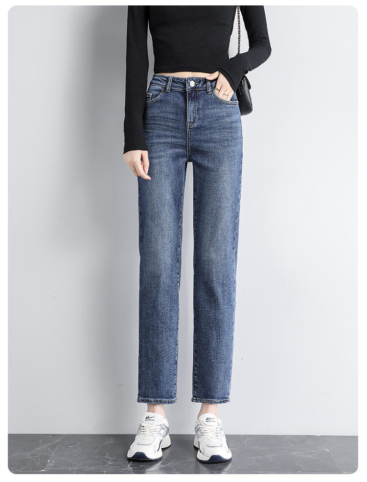 Jeanswest Vintage Low-Waist Slim Fit Stretch Flared Jeans for Women, Dark Blue XL 9