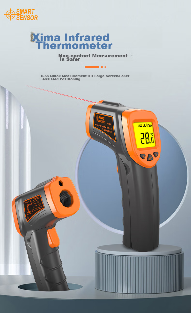 Xima AT380 Infrared Thermometer, Industrial Temperature Gun, Baking Oil And Water Temperature Measurement, Object Temperature Measurement 2