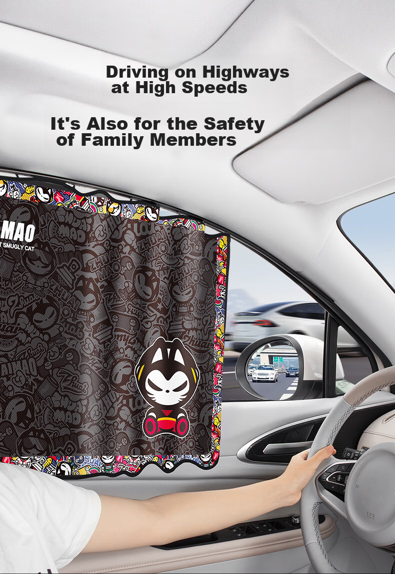 Zhuaimao Car Window Sunshade, Side Window Sun Protection, Sliding Rail Car Curtain, Window Mosquito Net, Privacy Sunshade 10