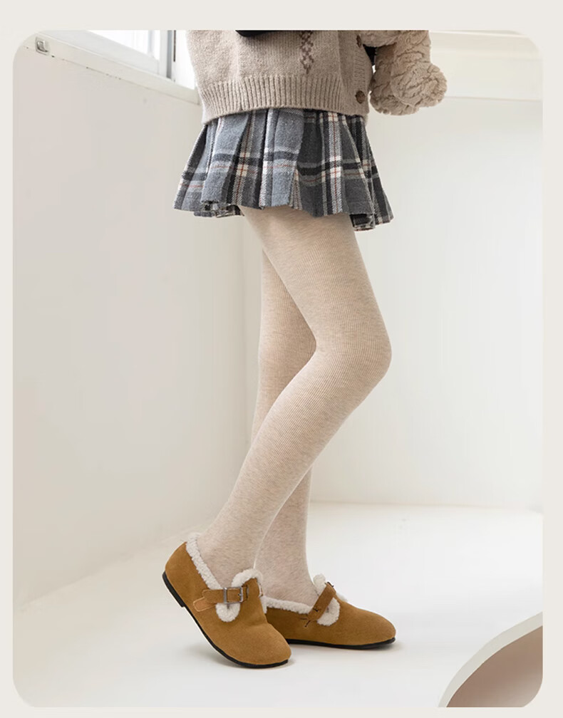 Langsha Children's Thickened Fleece-Lined Thermal Leggings Girls Autumn Winter Striped High-Waist Tights for Older Kids 12
