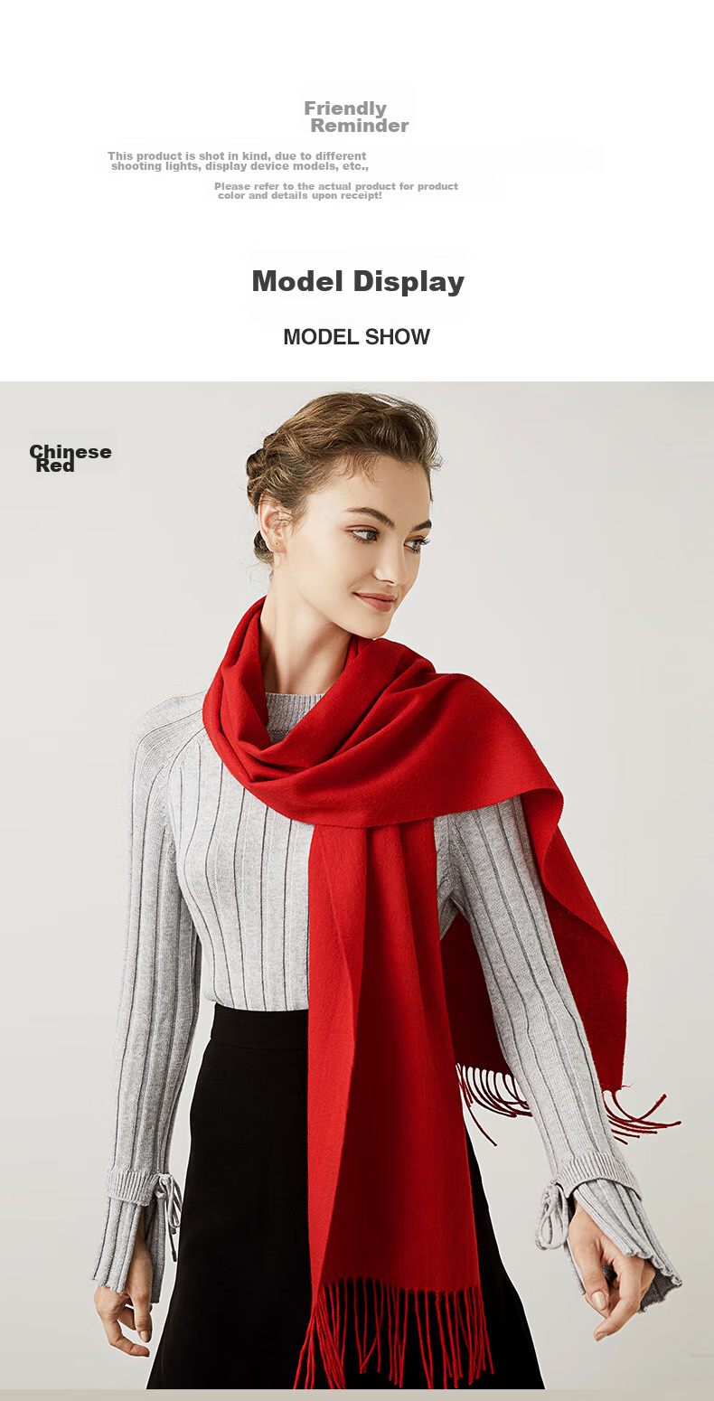 Hengyuanxiang Scarf for Women, Autumn And Winter Pure Wool Neck Warmer, Birthday Gift for Mothers And Elderly, Corporate Annual Meeting And National Day Festival Gift Box Set 15