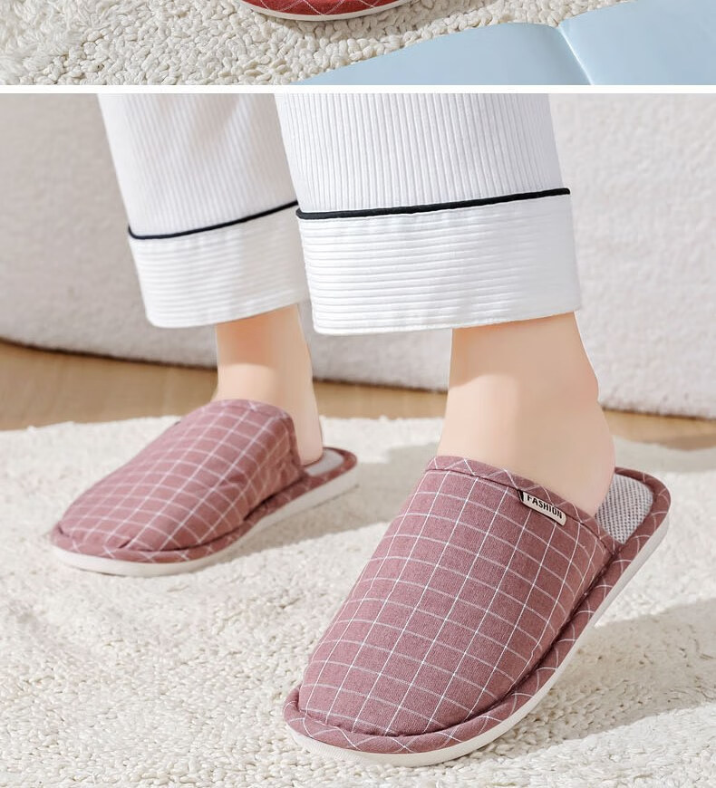 Huameijianbu Versatile Thick-Soled Couple Cotton Slippers for Indoor And Outdoor Use, Fleece-Lined Warm Cotton Slippers HM2258 Brown Size 44-45 22