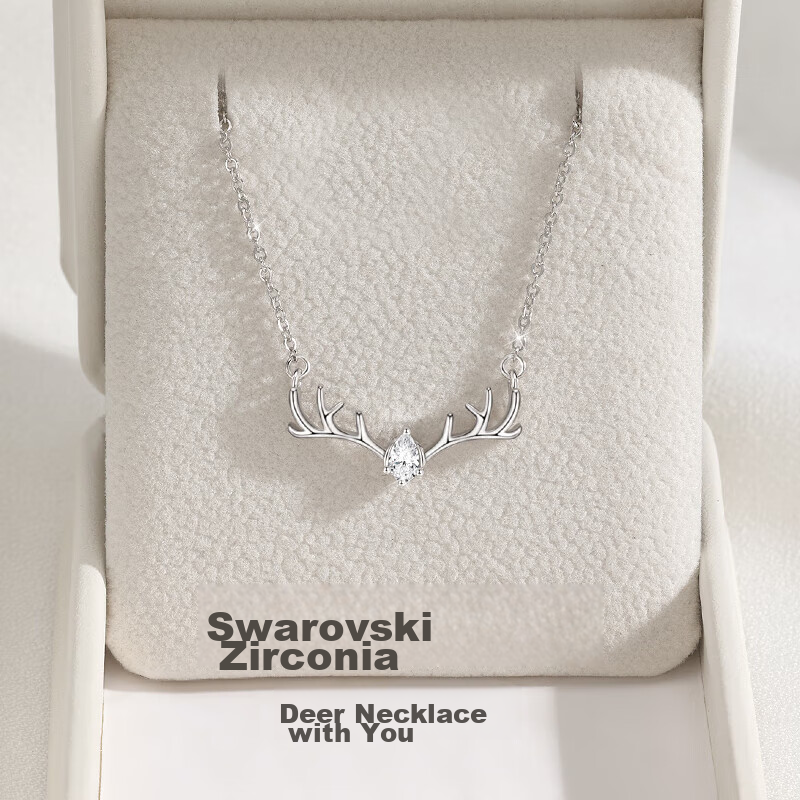 GLTEN Swarovski Zirconium Deer Pendant Necklace for Women, Birthday Gift, Light Luxury Niche Present for Girlfriend