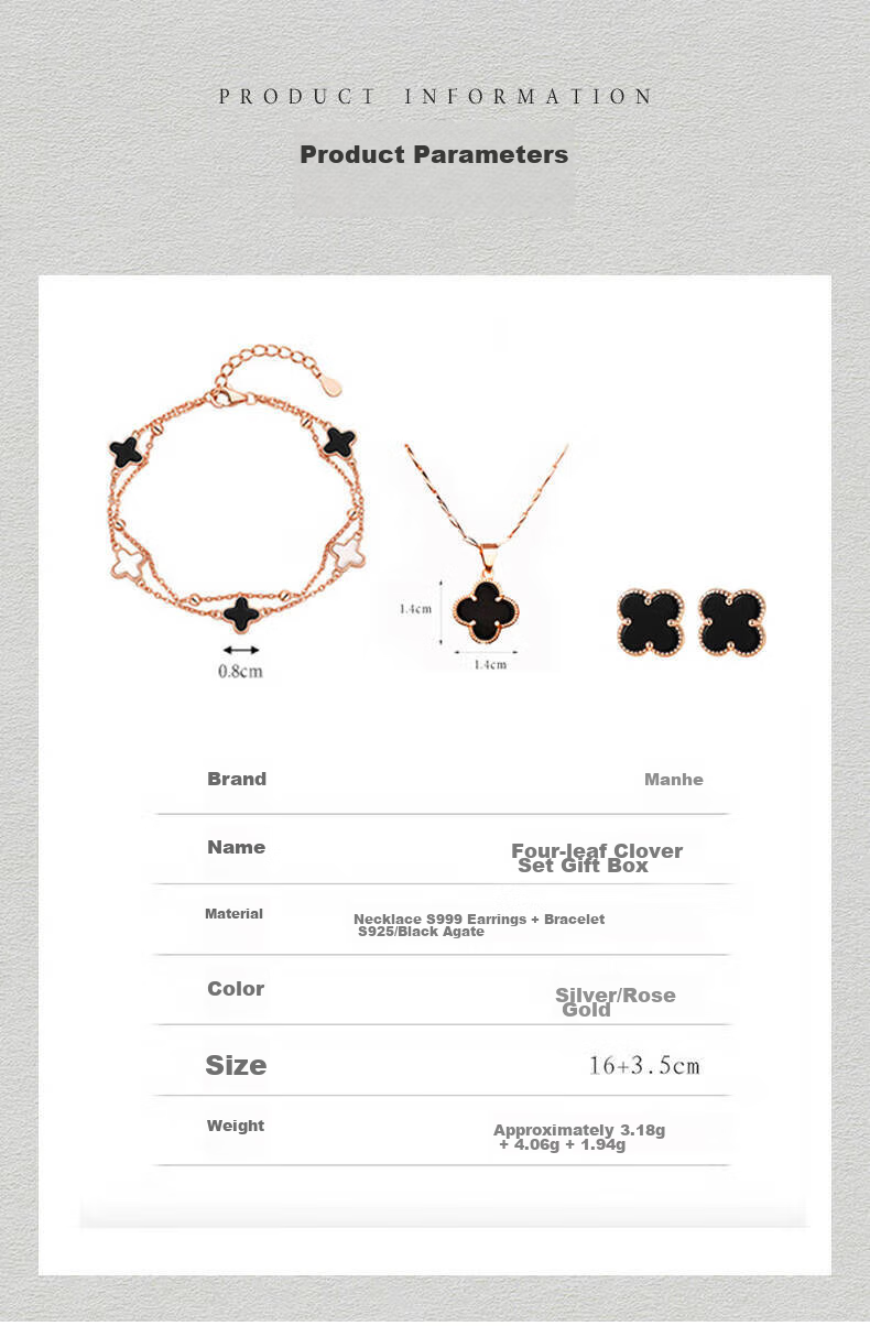 MANHE S999 Sterling Silver Four-Leaf Clover Necklace for Women, 2026 New Light Luxury High-End Birthday Gift for Girlfriend 12