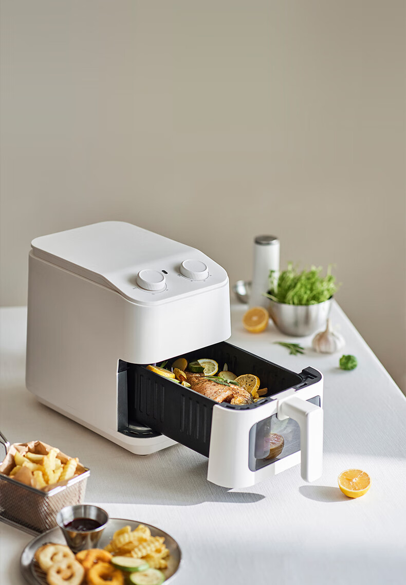 Olayks Instant Air Fryer 5L Large Capacity Multifunctional Electric Fryer with Flip-Free 3D Steam Roasting, Visible Window, 304 Stainless Steel Fully Automatic Electric Grill 2