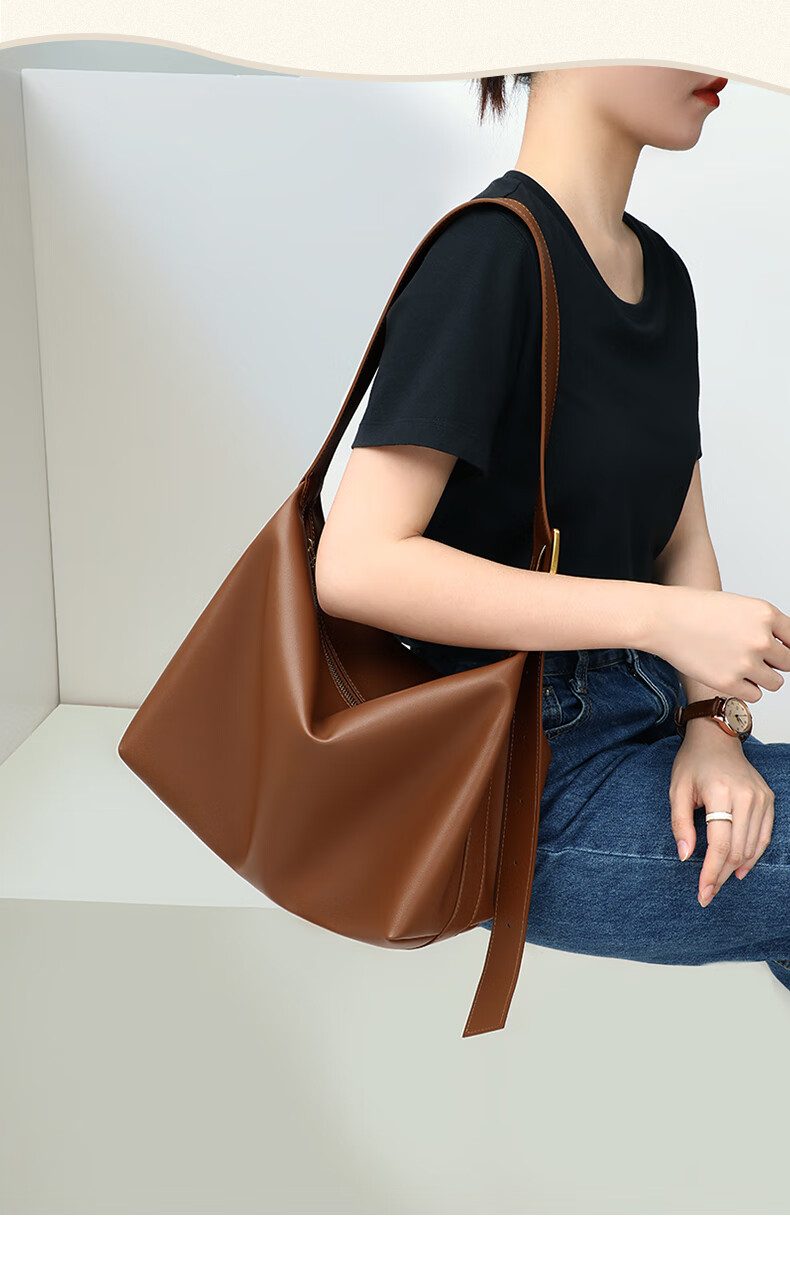 Viney Large Capacity Cowhide Tote Bag for Women Shoulder Crossbody Underarm Bag Birthday Gift High-End Feel for Girlfriend Wife 3