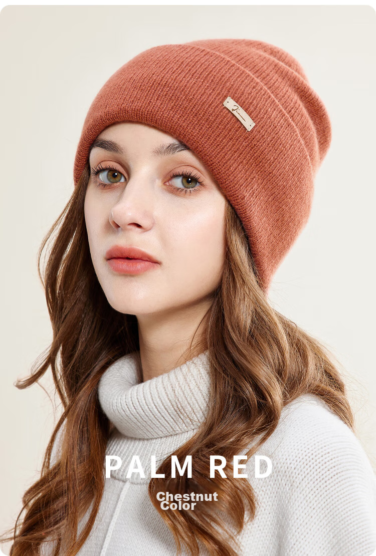 JIUMU Pure Wool Warm Knit Hat, Autumn And Winter Knitted Cap, Cold Hat, Winter Hat, Maternity Hat, Outdoor Cold-Proof Hat for Women in Winter 18