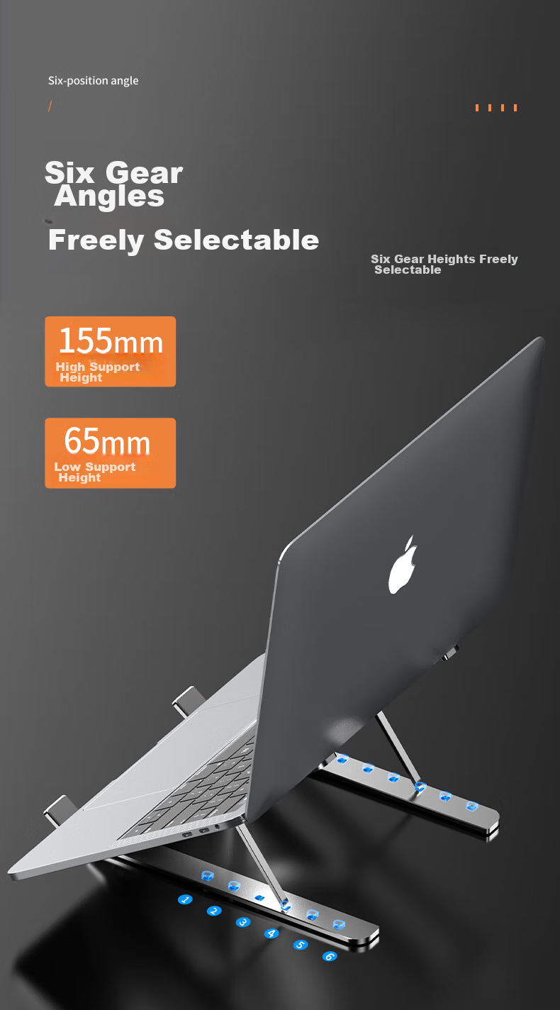 SUOHUANG S-057 Aluminum Alloy Laptop Stand Cooling Pad, Height Adjustable for 15.6-Inch Laptops, Suspended Design for Portability And Storage, Compatible with Tablets 1