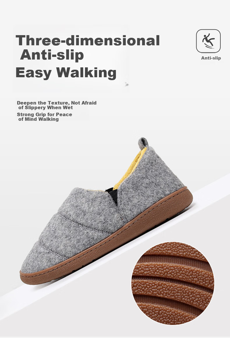 GUOLUOFEI Felt Cotton Slippers, Non-Slip Heel, Men's Autumn Home Wear, Thickened Warm Elderly Cotton Shoes for Women, Navy Blue, Size 40-41 6