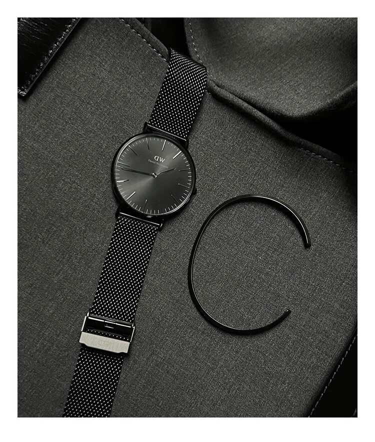 DanielWellington DW Bracelet for Men, Classic Open-End Bracelet with Obsidian Black Small Size DW383 Birthday Gift for Me 3