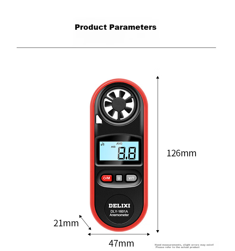 DELIXI ELECTRIC Anemometer, High-Precision Wind Speed Measurement Instrument, Air Volume Meter, Wind Speed Sensor, Handheld 15