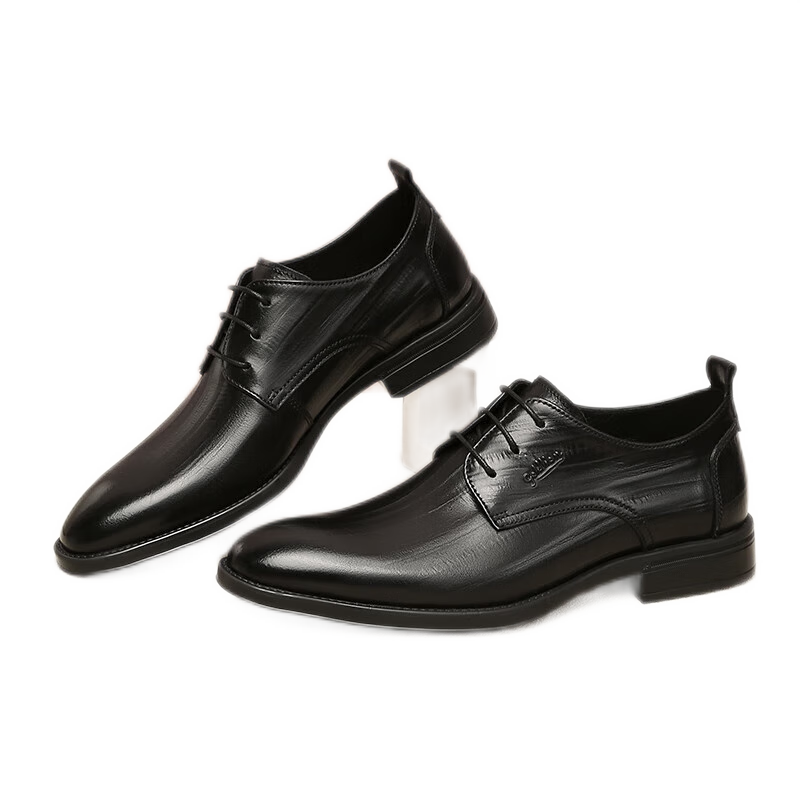 Goldlion Men's Formal Shoes, Stylish And Unique Leather Shoes, Lightweight And Durable Derby Shoes G515410298AAA Black Size 40
