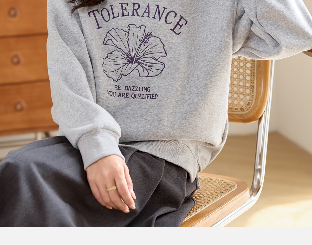 PinCai Elegant Floral Print Crewneck Sweatshirt Casual Versatile Outerwear P143W1008 19