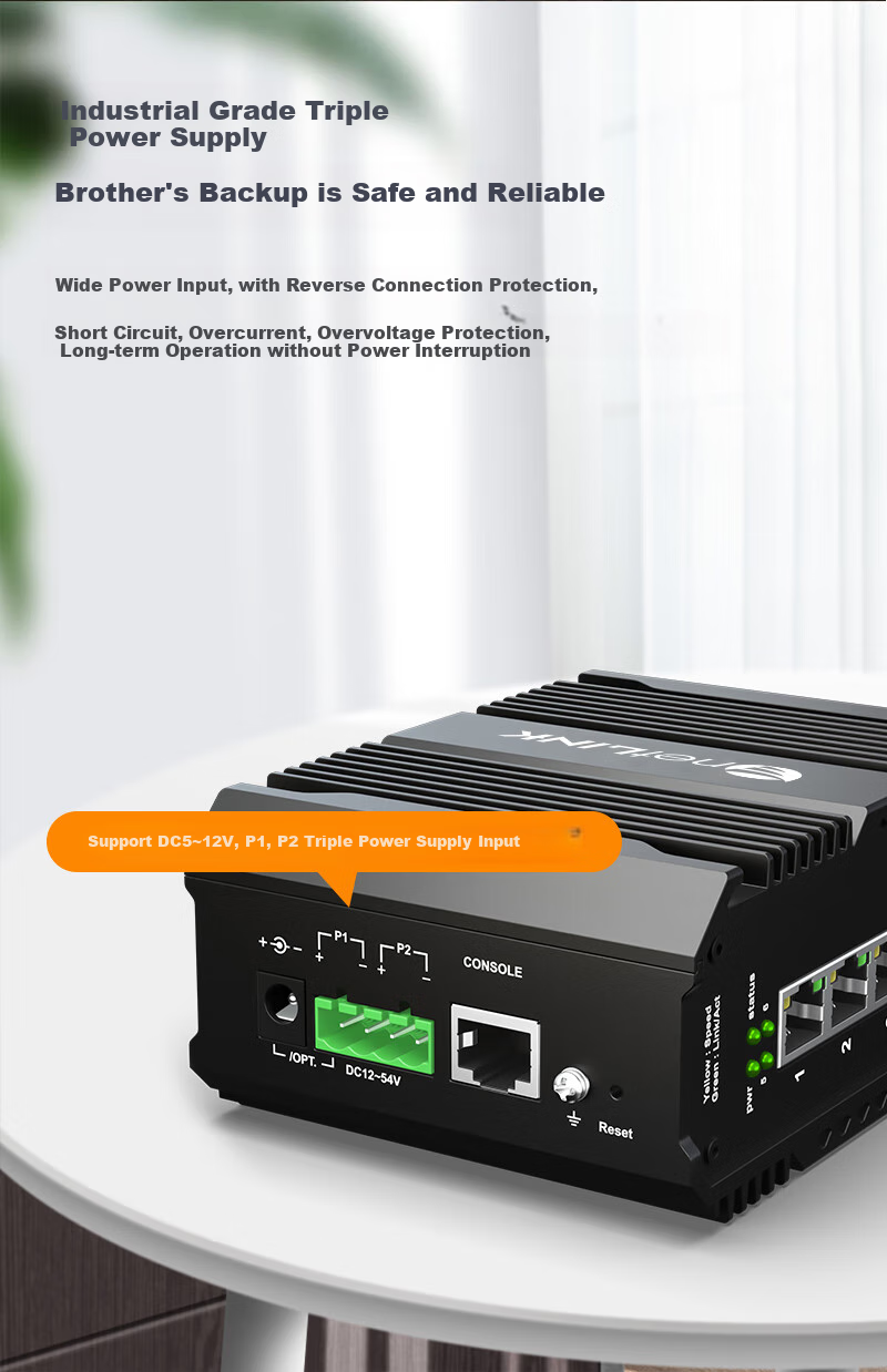 NetLINK Industrial Ethernet Switch, Ring Network Managed Gigabit 2 Optical 8 Electrical Industrial-Grade Fiber Optic Transceiver, DIN Rail-Mounted, SFP Port, HTB-6000 2